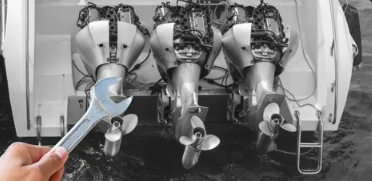 Well-organized yacht engine room with maintained propulsion systems